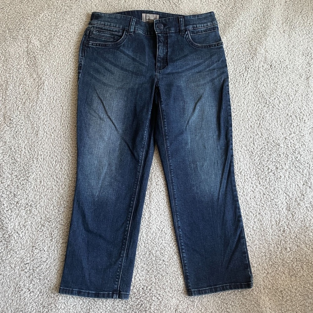Chicos Jeans Size 6 Blue So Slimming Stretch Straight Mid Rise Dark Wash Capsule